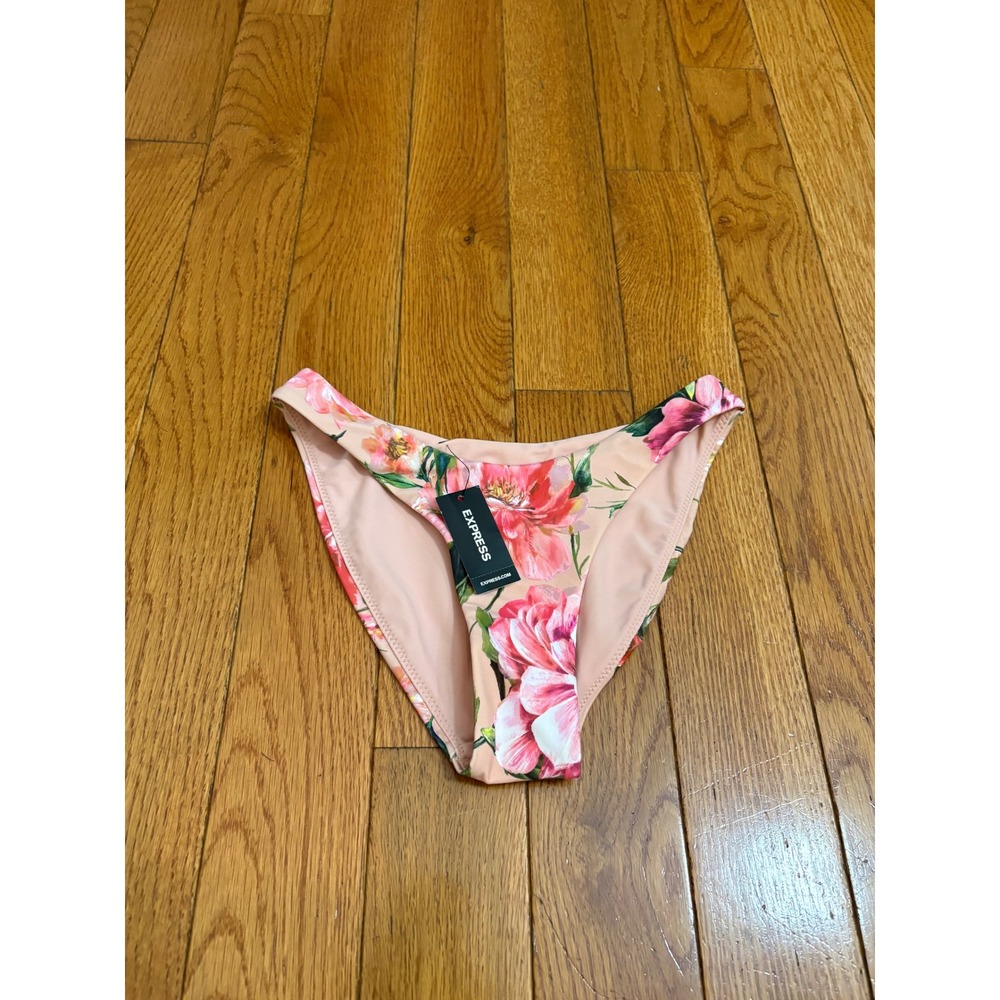 Express Body Contour Swim Floral Bikini Bottom Peach Pink XS NEW 36038091 $45